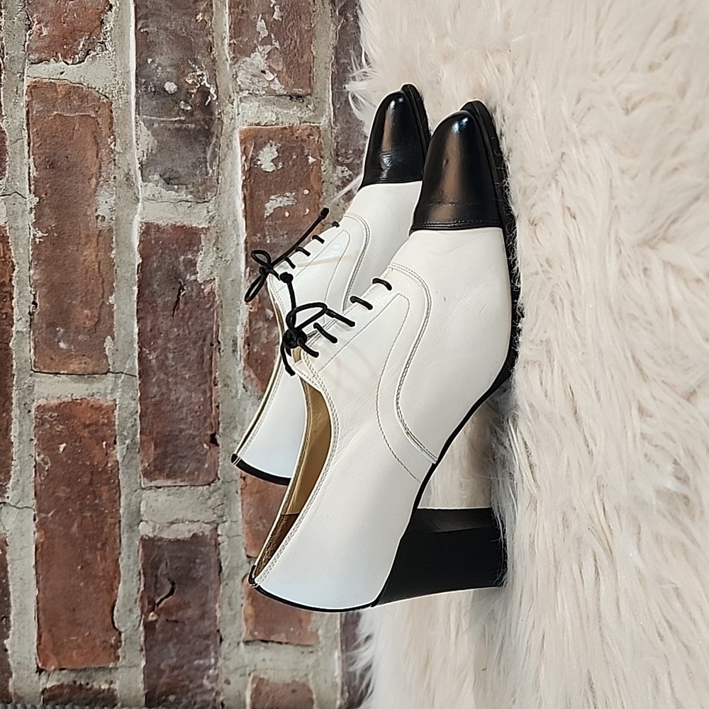 Vintage Warren Edwards Chunky Heel Leather Oxfords, Size 7.5